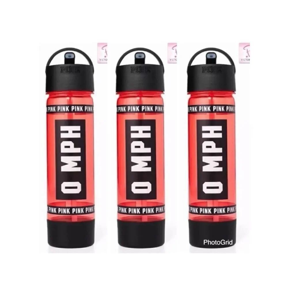 NWT Victorias Secret 3 Pack PINK Campus Water Bottle 24oz w/ bottom compartment